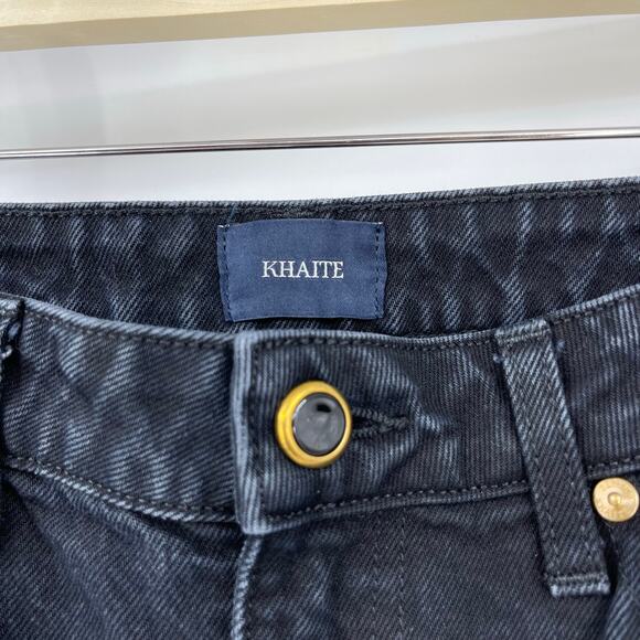 KHAITE | The Layla Jean in Dayton Wash Black Cropped Flare Denim 27 - Picture 5 of 14